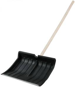 Лопата для уборки снега №3 пластиковая, деревянный черенок 500х390x1430 мм KУРС