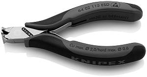 Кусачки торцевые для электроники ESD, маленькая фаска, 115 мм, 2-комп антистатические ручки KNIPEX