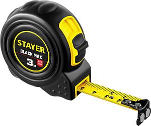 STAYER BlackMax, 3 м х 16 мм, рулетка с двумя фиксаторами, Professional (3410-03)