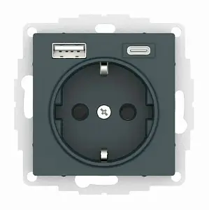 ATN000832 - AtlasDesign РОЗЕТКА 16А c 2 USB A+С, 5В/2,4А/3,0А, 2х5В/1,5А, мех., ИЗУМРУД