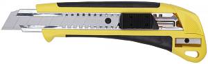 Нож технический 18 мм усиленный прорезиненный, кассета 3 лезвия FIT