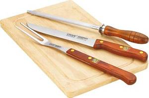 Calve Набор для барбекю 4 пр.: нож, вилка, мусат, разд. Доска CL-3009
