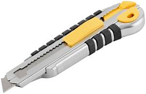 Нож технический 18 мм усиленный прорезиненный, кассета 5 лезвий, Профи FIT