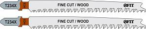 Полотна по дереву, HCS, шлифованные под свободным углом зубья, 116/91 мм, переменный шаг (T234X), 2 шт. FIT