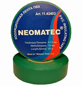 Изоляционная лента ПВХ 0,13x19x25 зелёная / NEOMATEC