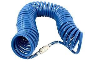 Шланг Pegas спиральный синий с быстросъемными соед. профи 20бар 5*8мм 15 метров (артикул 4908)