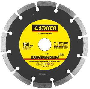 UNIVERSAL 150 мм, диск алмазный отрезной по бетону, кирпичу, плитке, STAYER Professional 3660-150_z01
