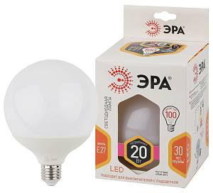 Лампочка светодиодная ЭРА STD LED G125-20W-2700K-E27 E27 / Е27 20Вт шар теплый белый свет