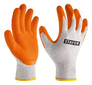 STAYER ULTRA, S-M, х/б перчатки с рельефным латексным покрытием, противоскользящие, 13 класс (11403-S)