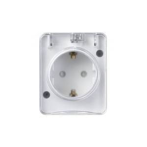 ATN540145 - AtlasDesign Profi54, открытый монтаж, Розетка 1-я с заз. со шторками 16А 250B, БЕЛЫЙ
