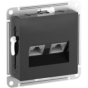 Розетка компьютерная двойная Atlasdesign RJ45 6A кат., карбон ATN001088