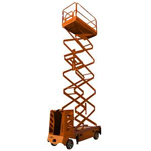 GROST Tower Automotive 500-9 с выдвижной платформой. Самоходный подъемник ножничного типа с питанием от аккумуляторов.