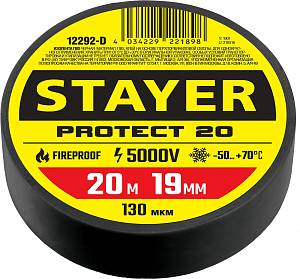 STAYER PROTECT-20, 19 мм х 20 м, 5 000 В, черная, изолента ПВХ, Professional (12292-D) STAYER PROTECT-20, 19 мм х 20 м, 5 000 В, черная, изолента ПВХ, Professional (12292-D)